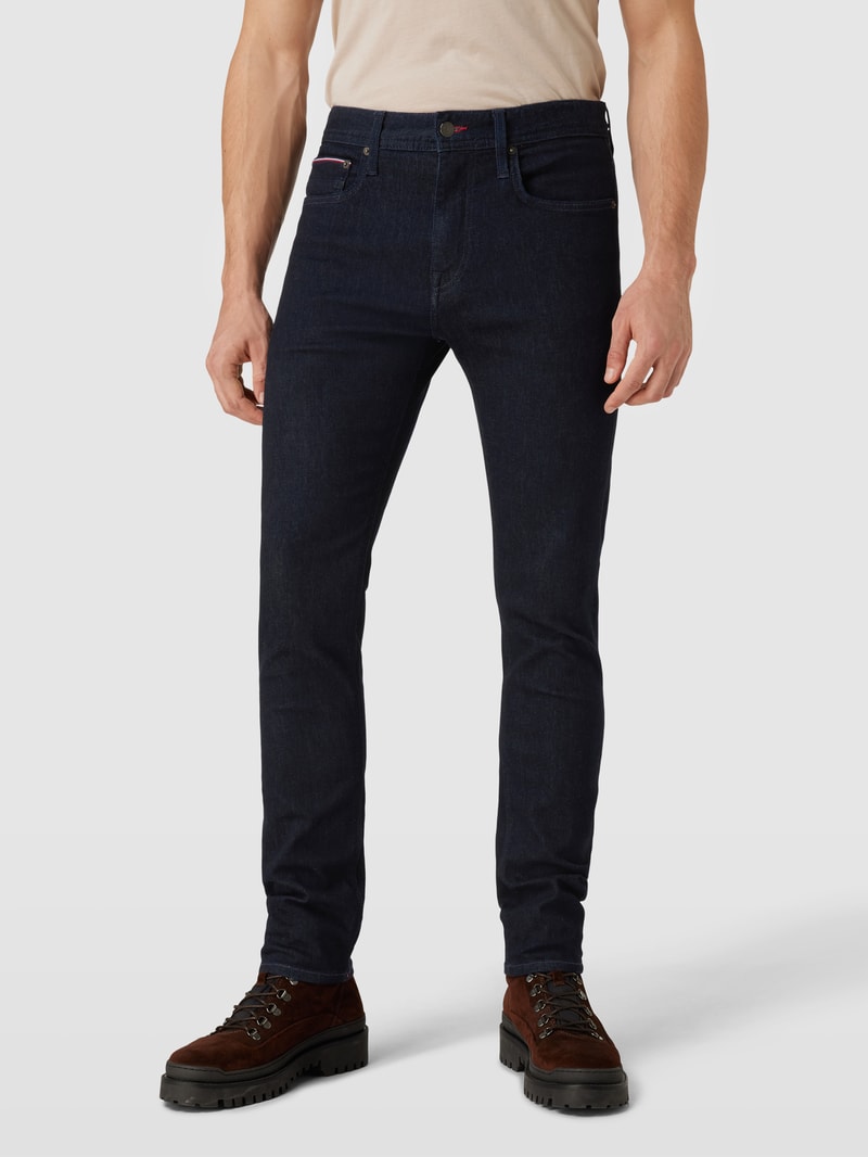 Slim Fit Jeans mit Label-Detail Modell 'BLEECKER' in dunkelblau