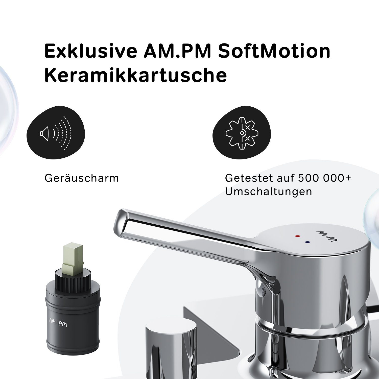 AM.PM Wannenarmatur Badewannenarmatur X-Joy S Bad Armatur, Wasserhahn (Mischbatterie) Keramikkartusche 35mm, Mischbatterie Badewanne, Wasserhahn Bad