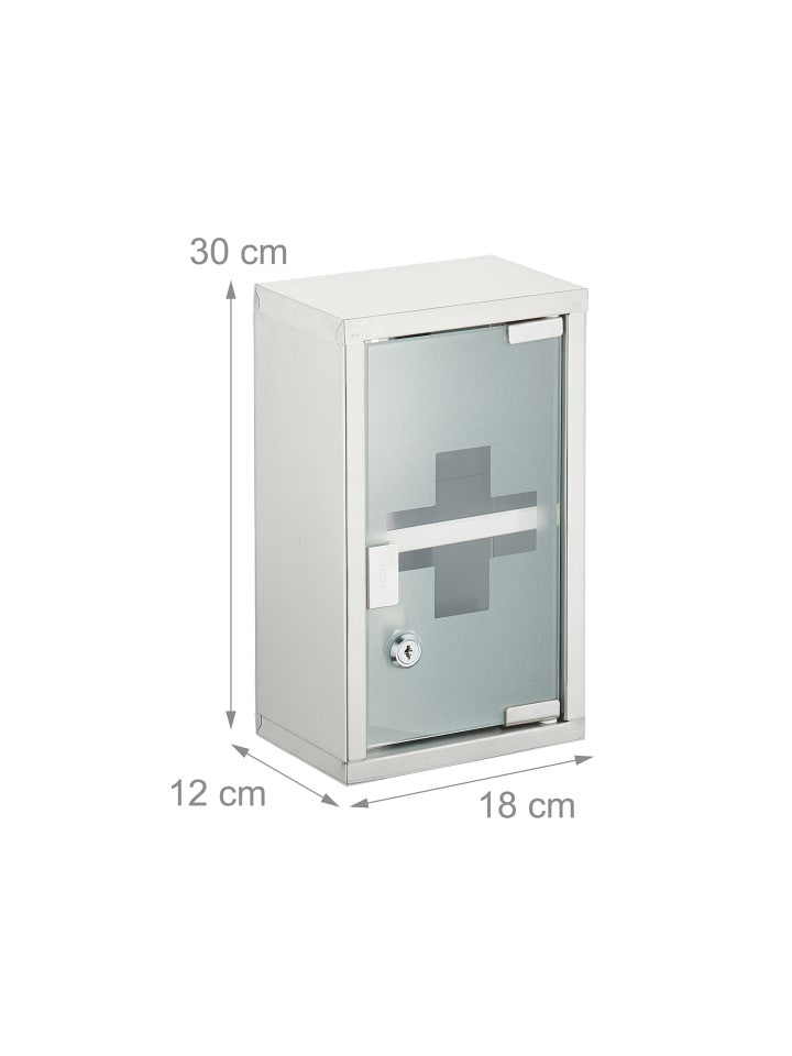 relaxdays Medizinschrank in Silber - (B)18 x (H)30 x (T)12 cm günstig kaufen onesize