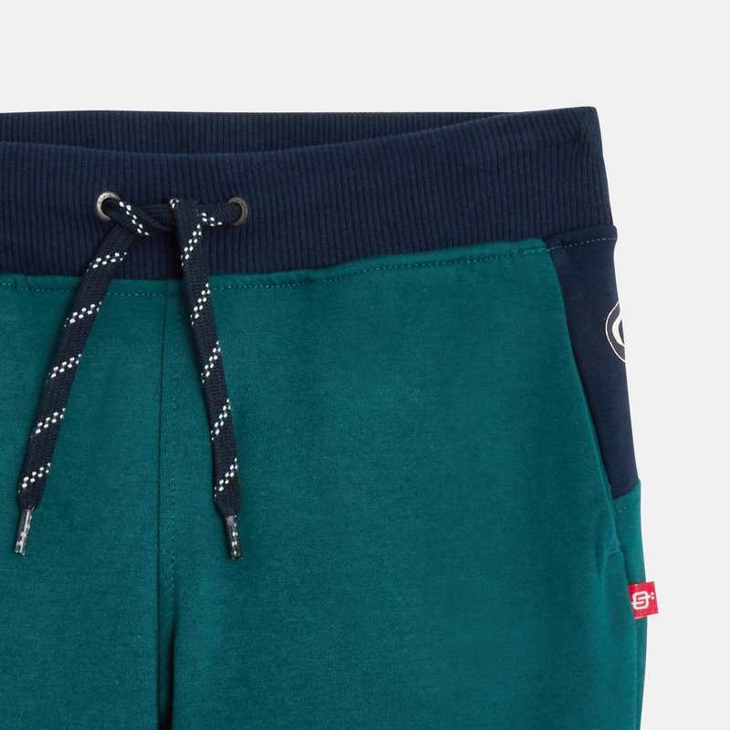 Pantalon de jogging molleton tricolore vert garçon
