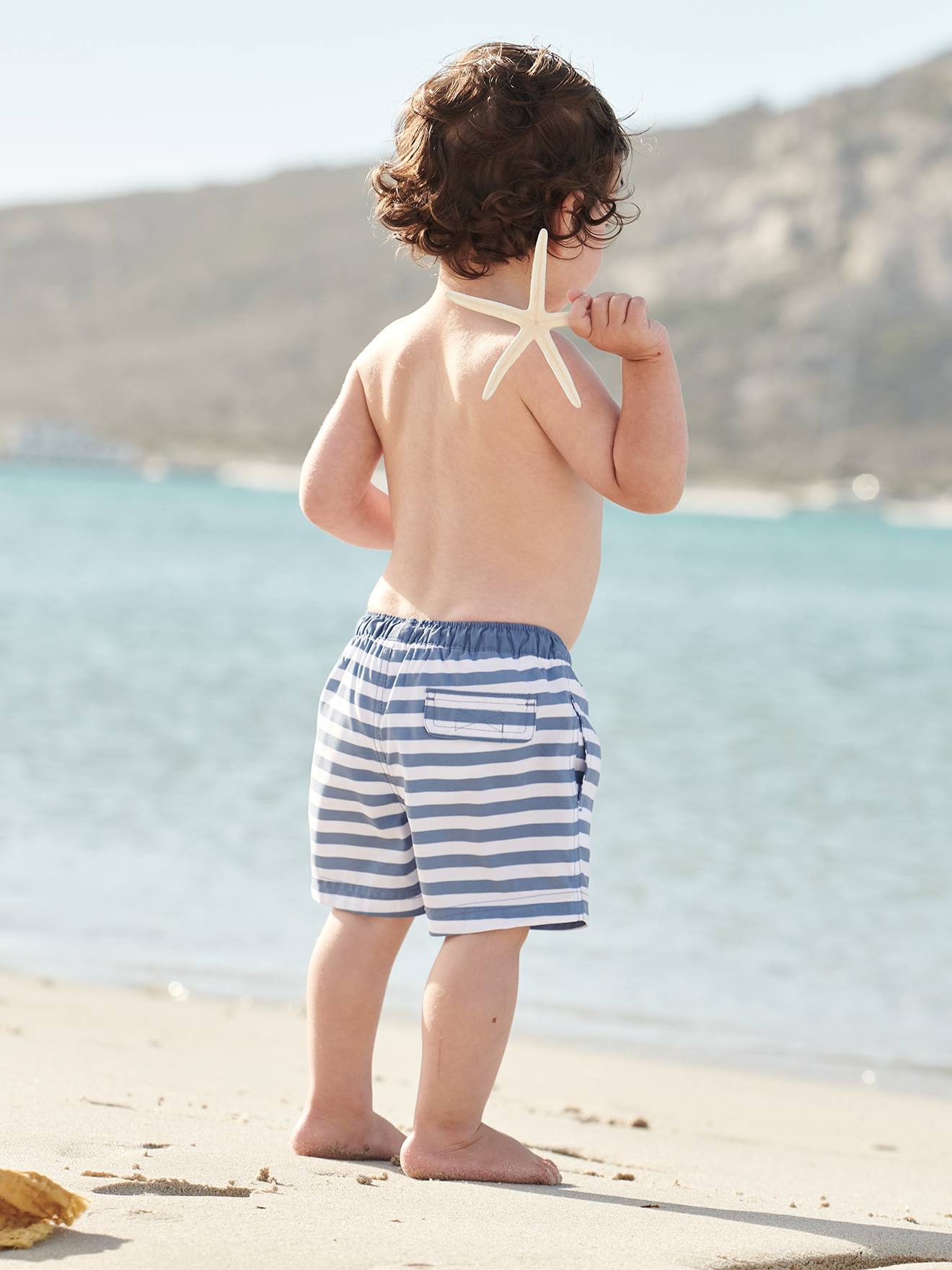 Caleçon de bain bébé Surf bleu rayé