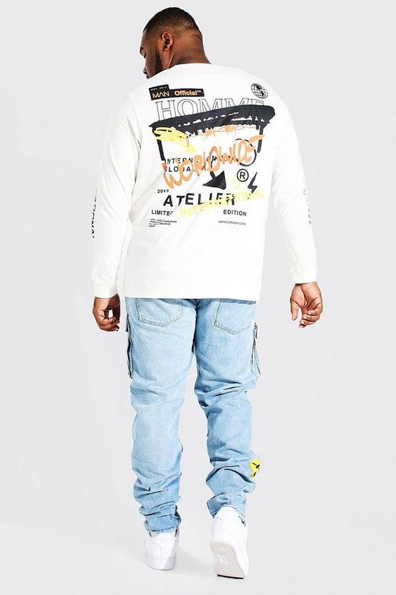 Plus Skinny Cargo-Jeans mit Print