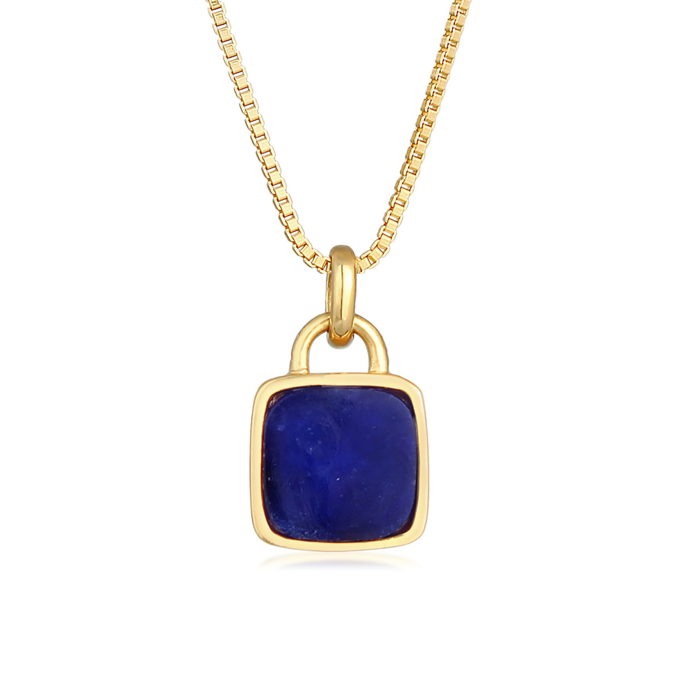 Elli PREMIUM Elli PREMIUM Collier Pendentif carré vénitien pour femme élégant avec sodalite en collier