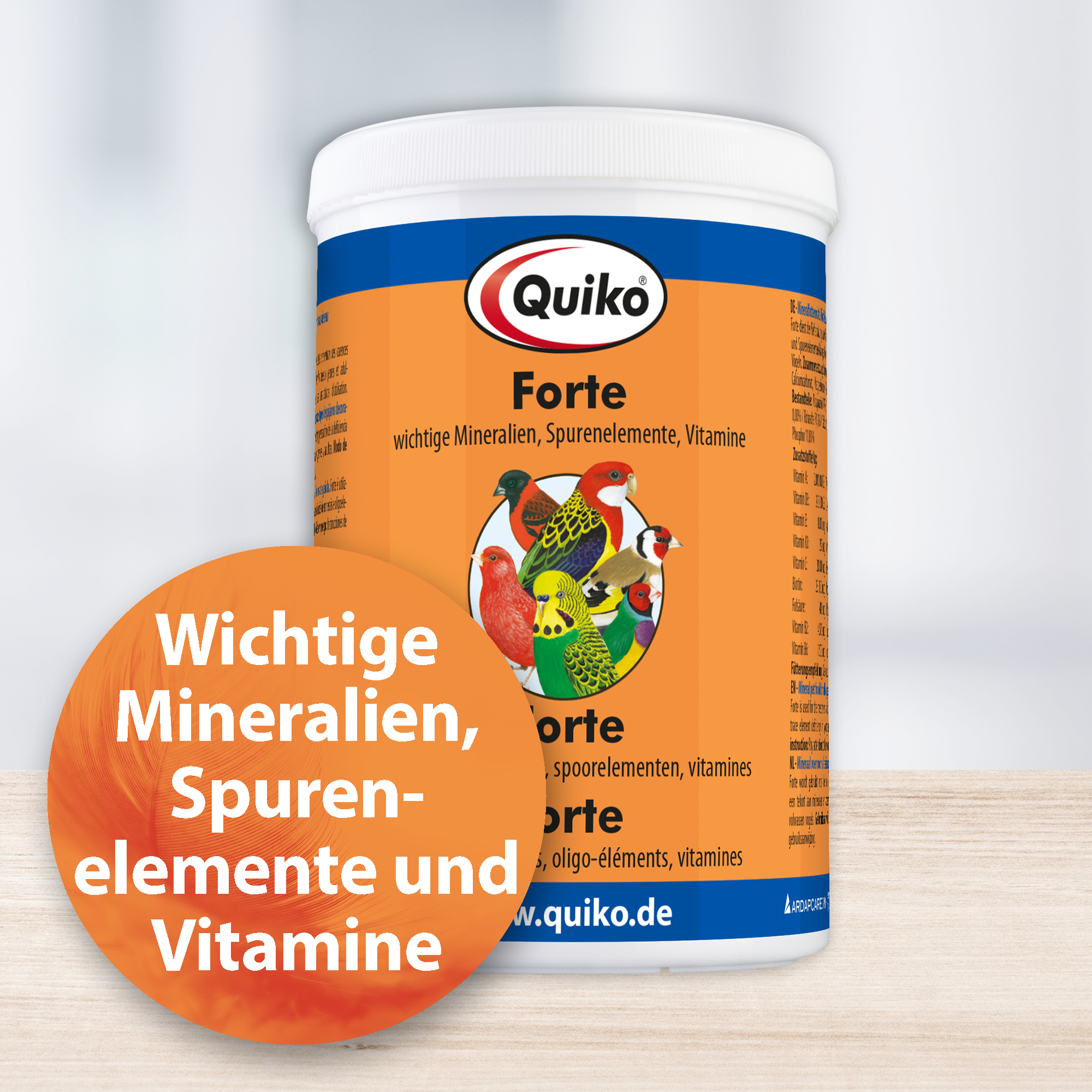 Quiko Ergänzungsfutter Quiko Forte 500g: Mineralien, Spurenelemente und Vitamine für Ziervögel