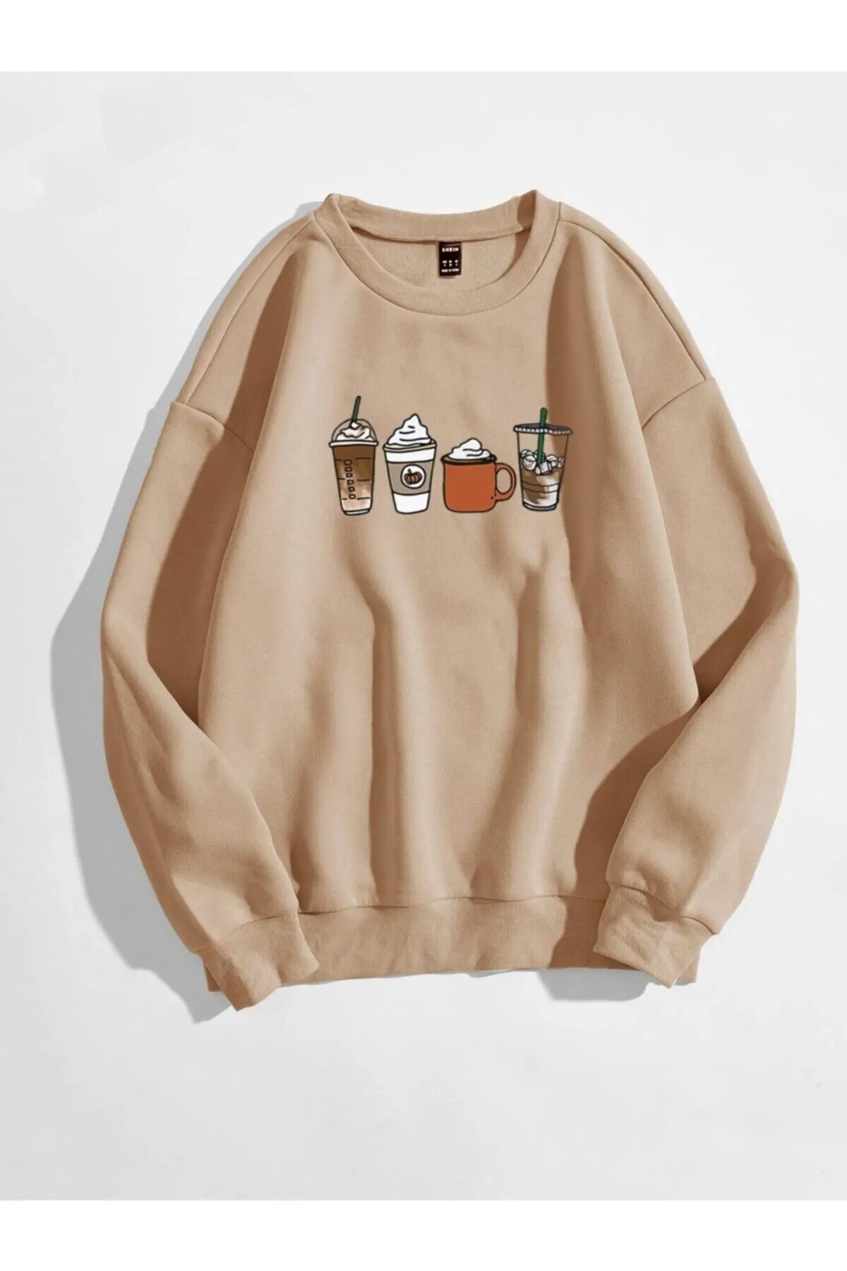 Know  Nerzfarbenes Oversize-Sweatshirt mit Kaffee-Print für Damen