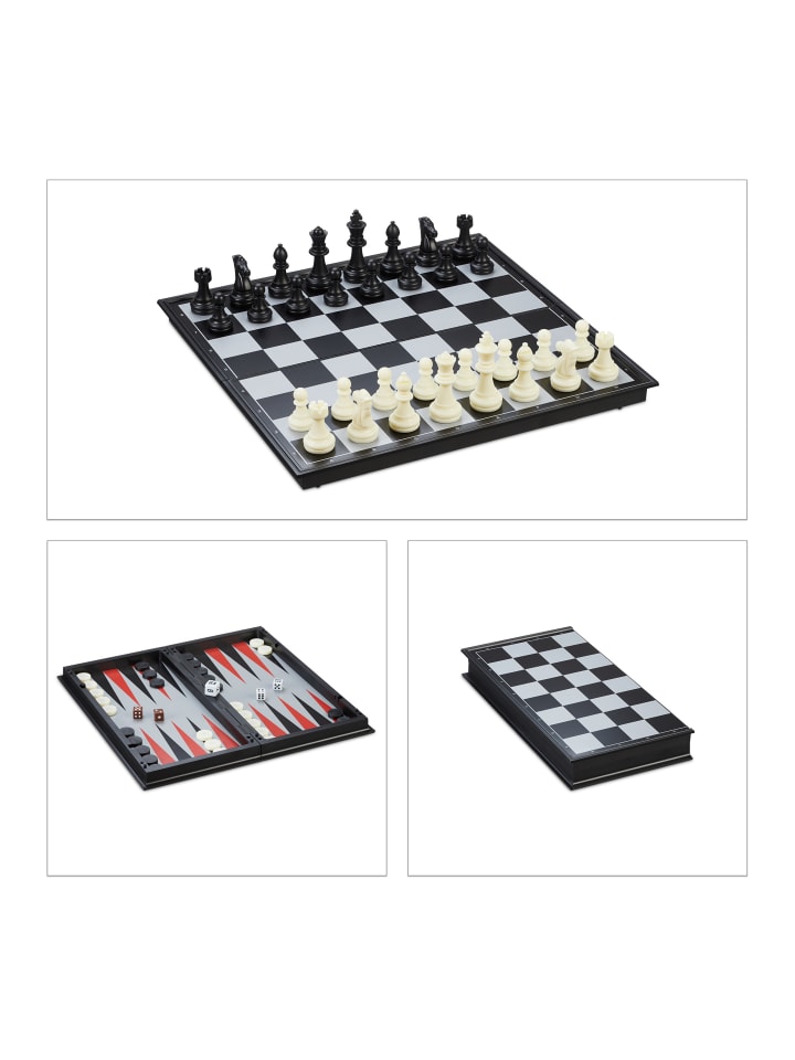 relaxdays Schachspiel in Schwarz/ Weiß - (B)32 x (H)2 x (T)32 cm günstig kaufen onesize