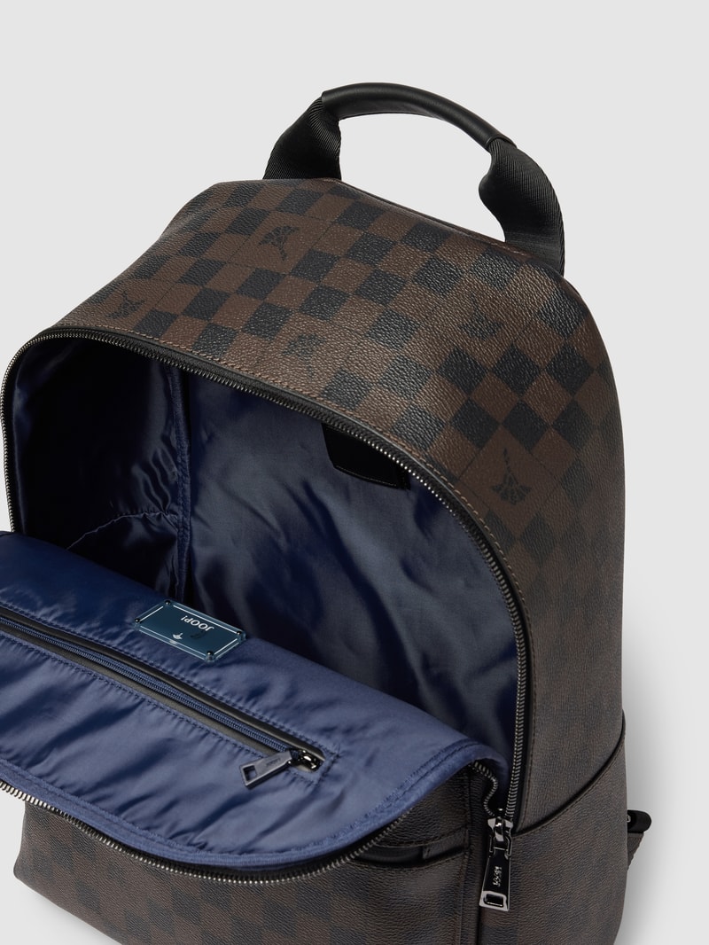 Rucksack mit Allover-Muster Modell 'cortina' in dunkelbraun