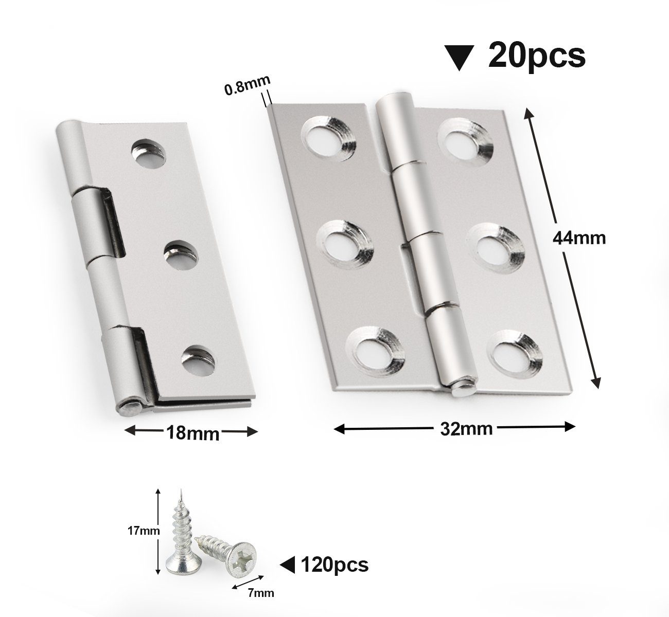 Homewit Möbelbeschlag Edelstahl Scharniere für Schranktüren Fenster Schranktür Türband (Set, 20 St., Türbeschlag), mit 120 Stück Edelstahlschrauben