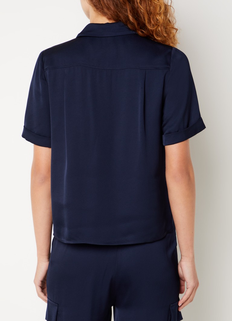 L.K.Bennett  Luna blouse van satijn met borstzakken
