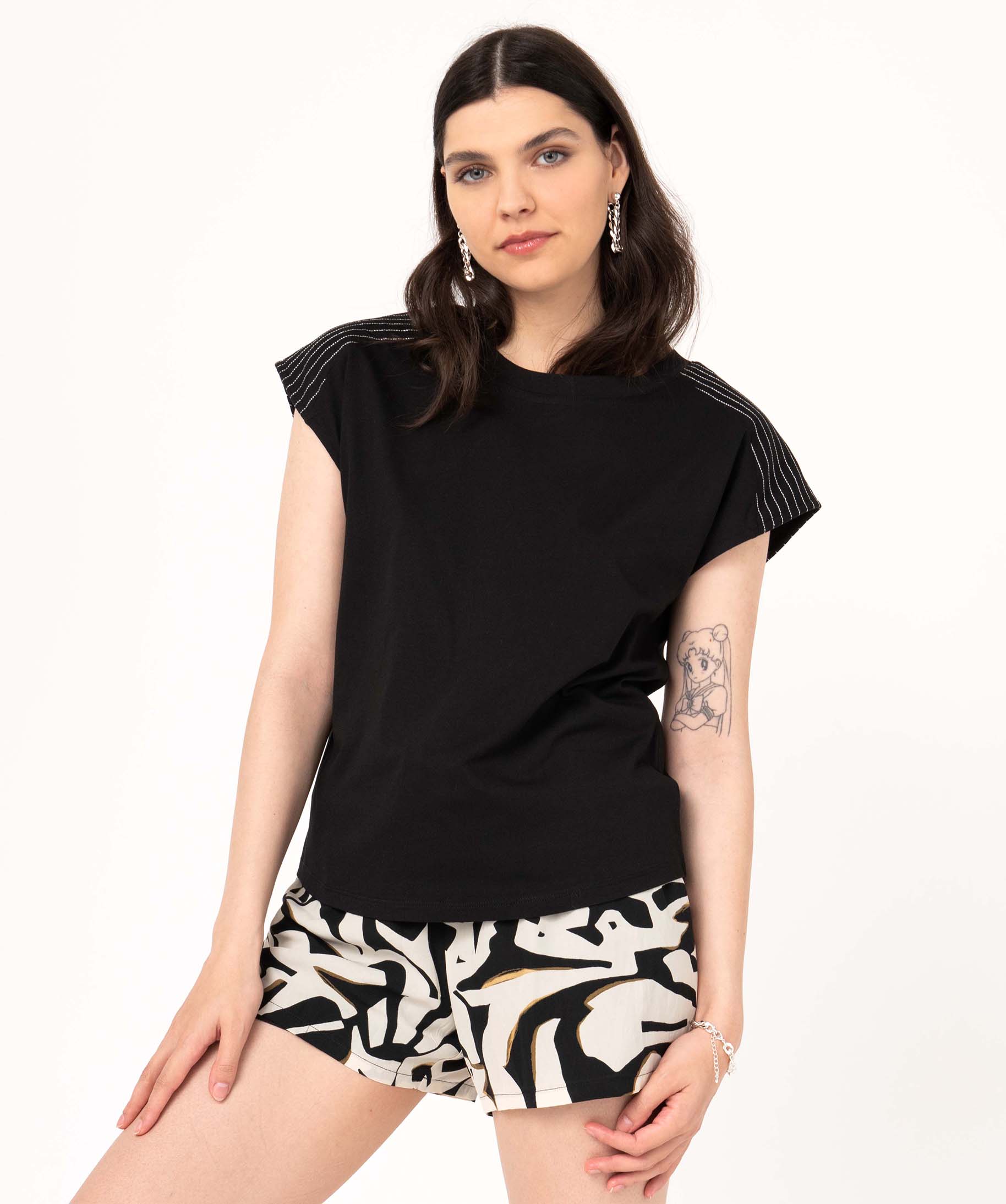 Tee-shirt sans manches coupe loose femme noir | GEMO