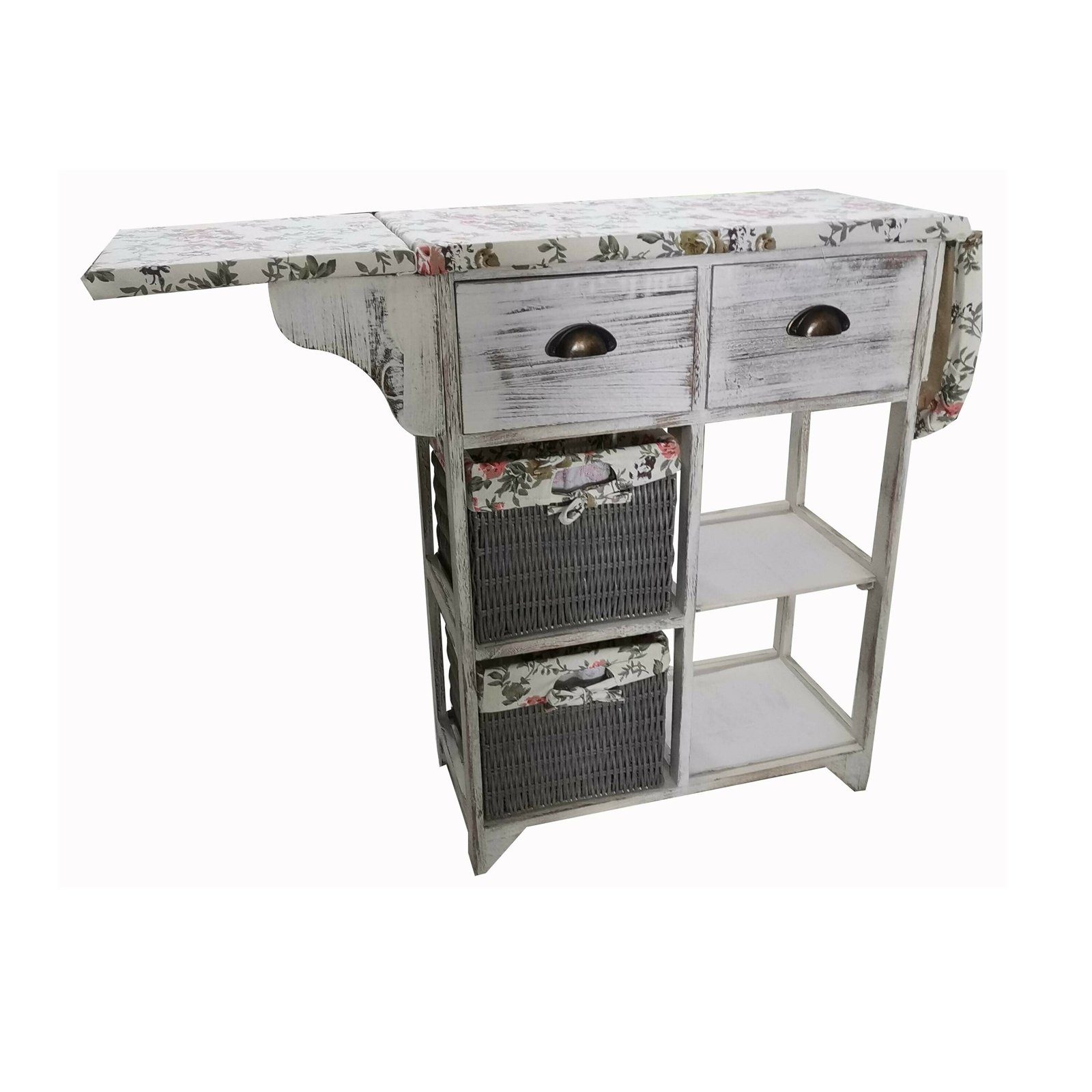 HTI-Line Bügelbrett Bügeltisch Sola, Bügelfläche 122x31 cm, ausklappbar Kommode mit Körben