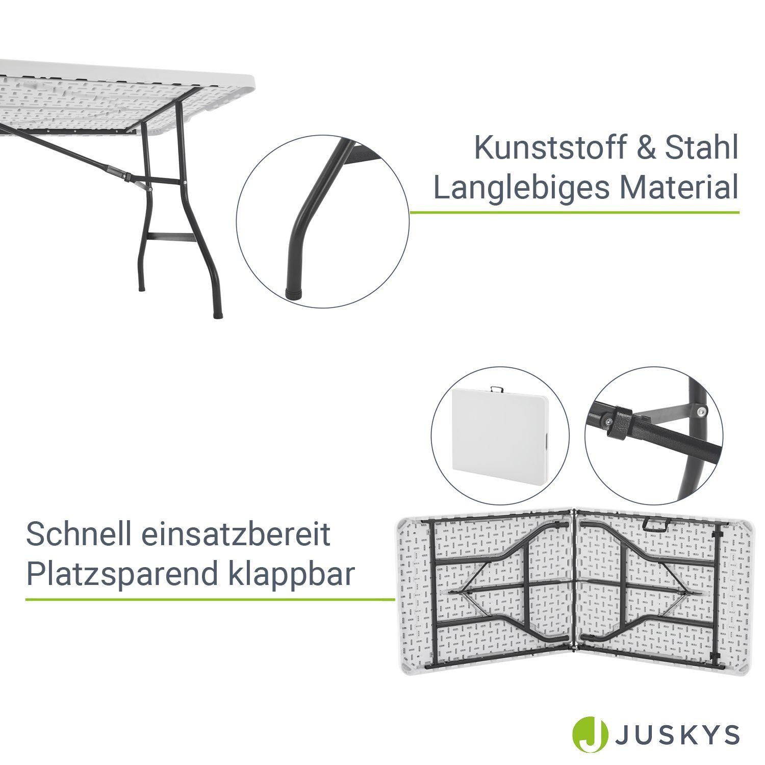 Juskys Klapptisch XL, klappbar, witterungsbeständig, leicht zu reinigen