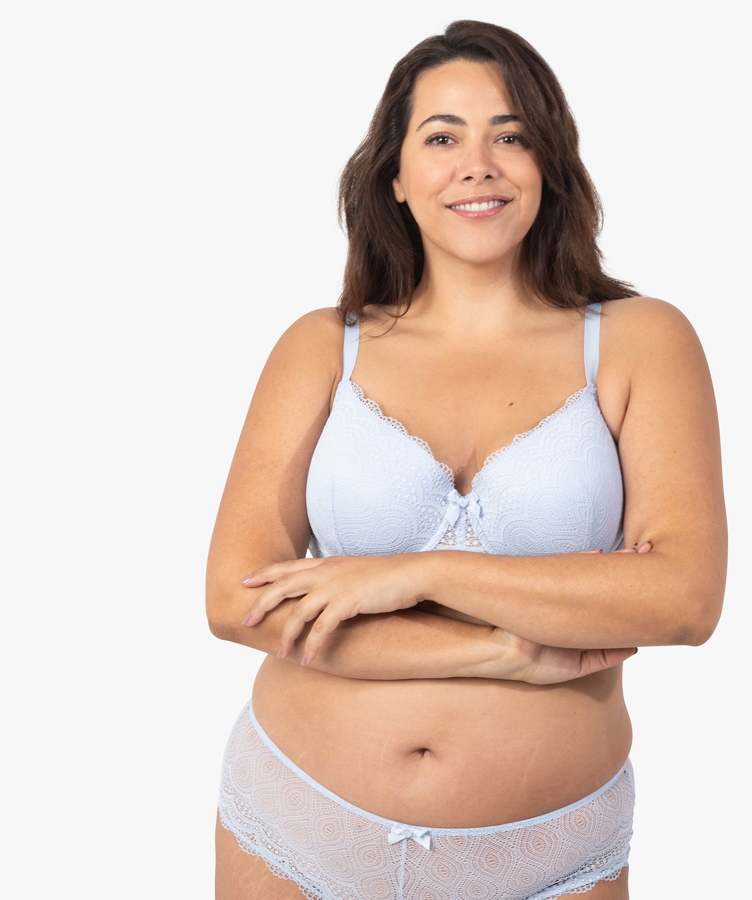 Soutien-gorge grande taille à armatures et coques fines bleu | GEMO