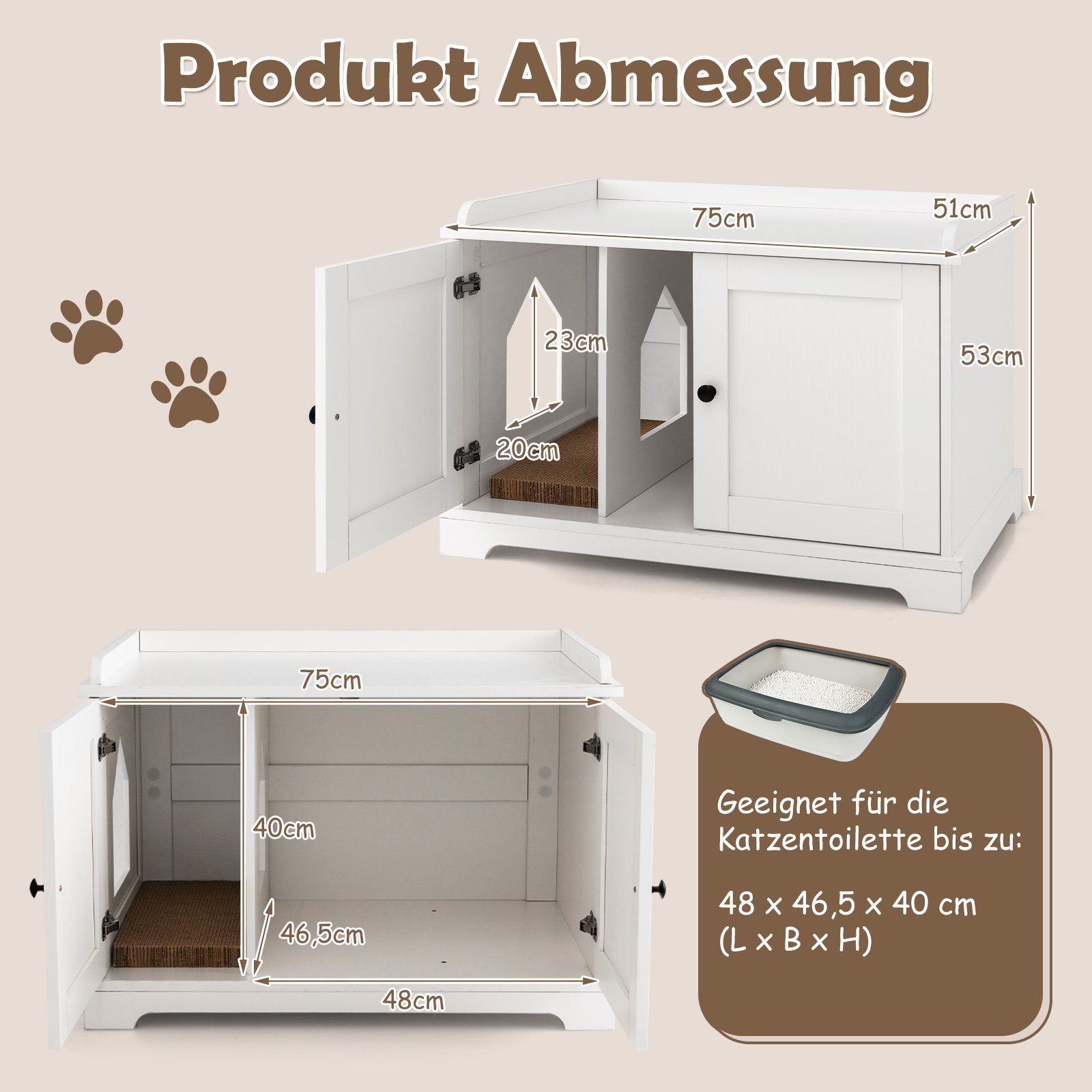 COSTWAY Tierhaus 2 in 1 Katzenhaus Katzenschrank, mit Kratzbrett