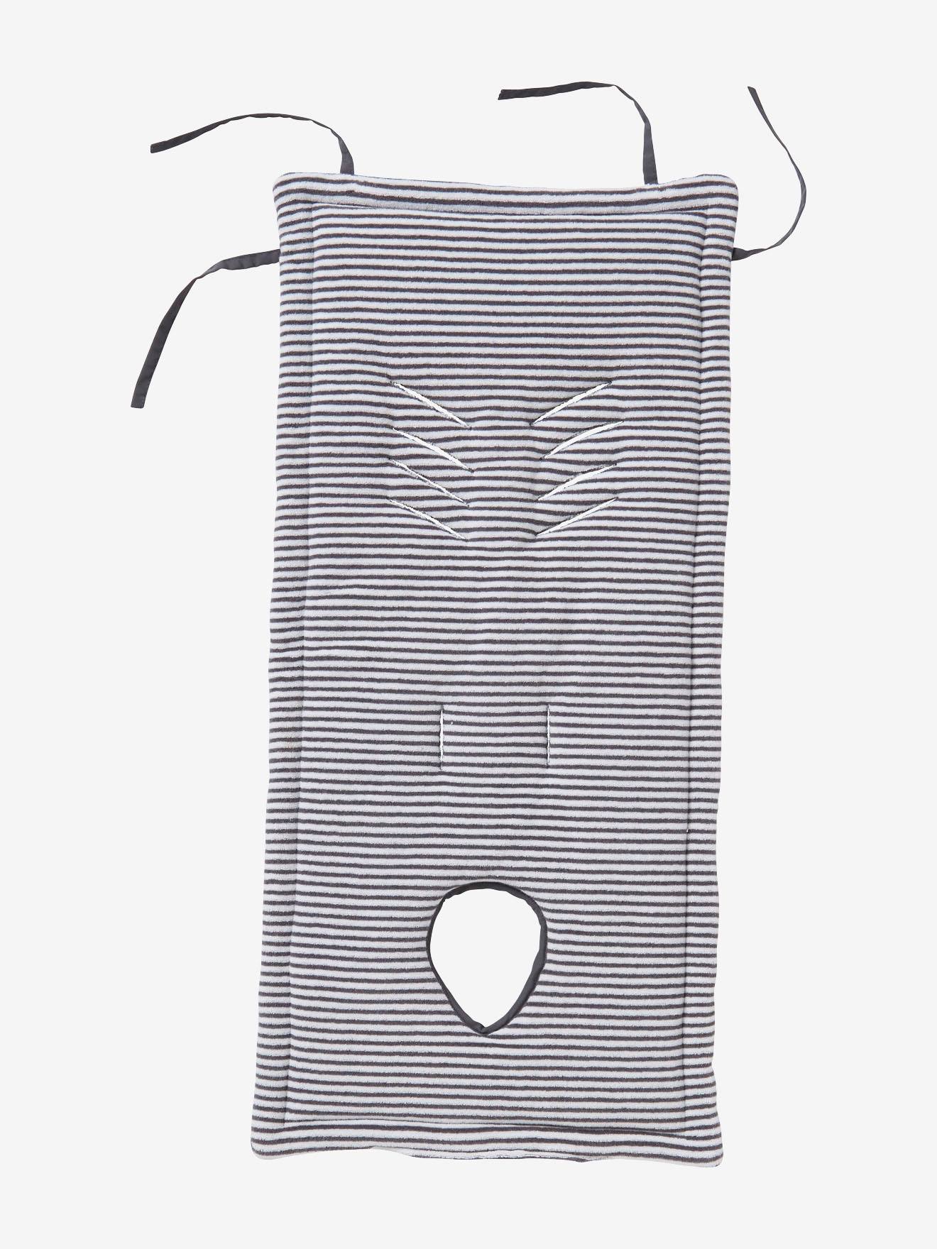 Protection réversible vertbaudet pour assise de poussette gris foncé rayé