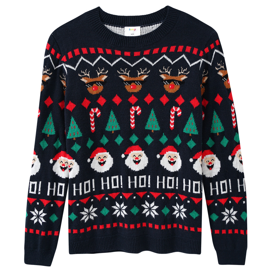 Jungen Weihnachtspullover mit Allover-Motiven dunkelblau / rot / grün