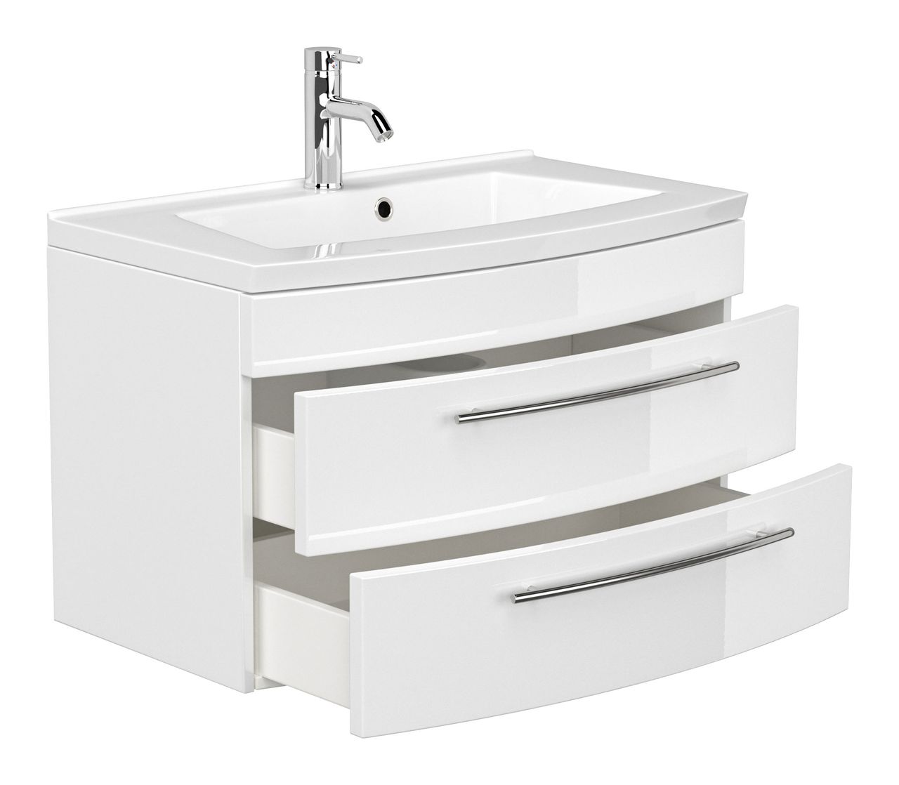 Posseik Badmöbel-Set Luna 80 cm (4-teilig) weiß hochglanz EEK: F