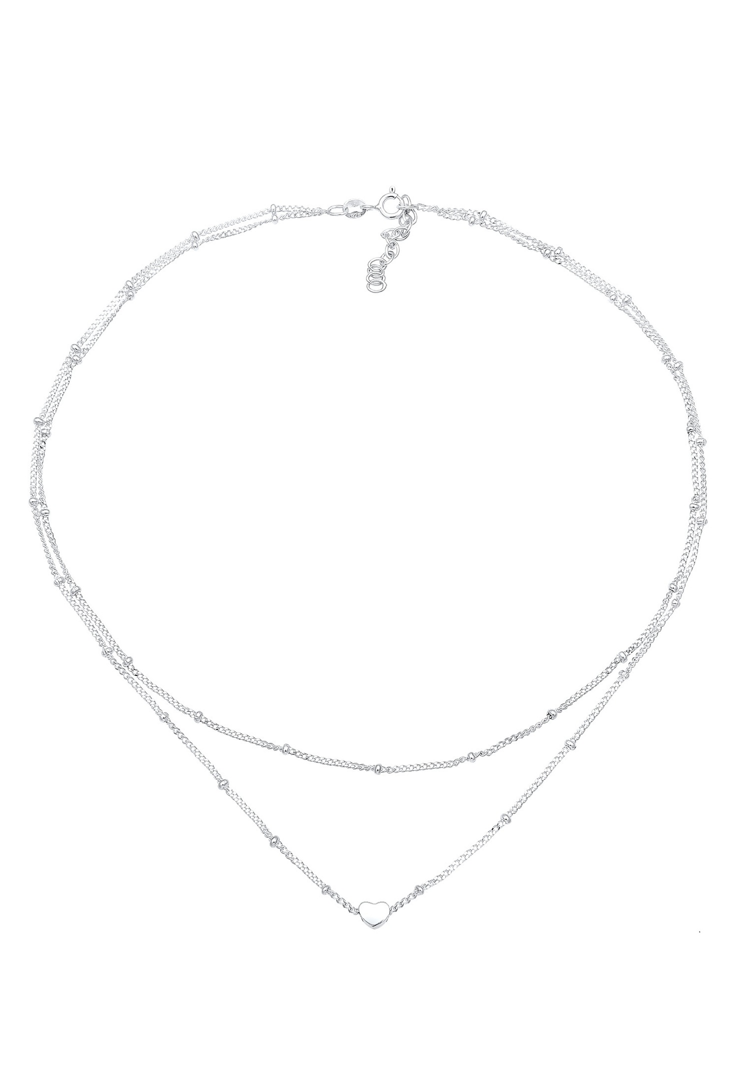 Elli Halskette Choker Layer Look Kugelkette Herz Trend 925 Silber