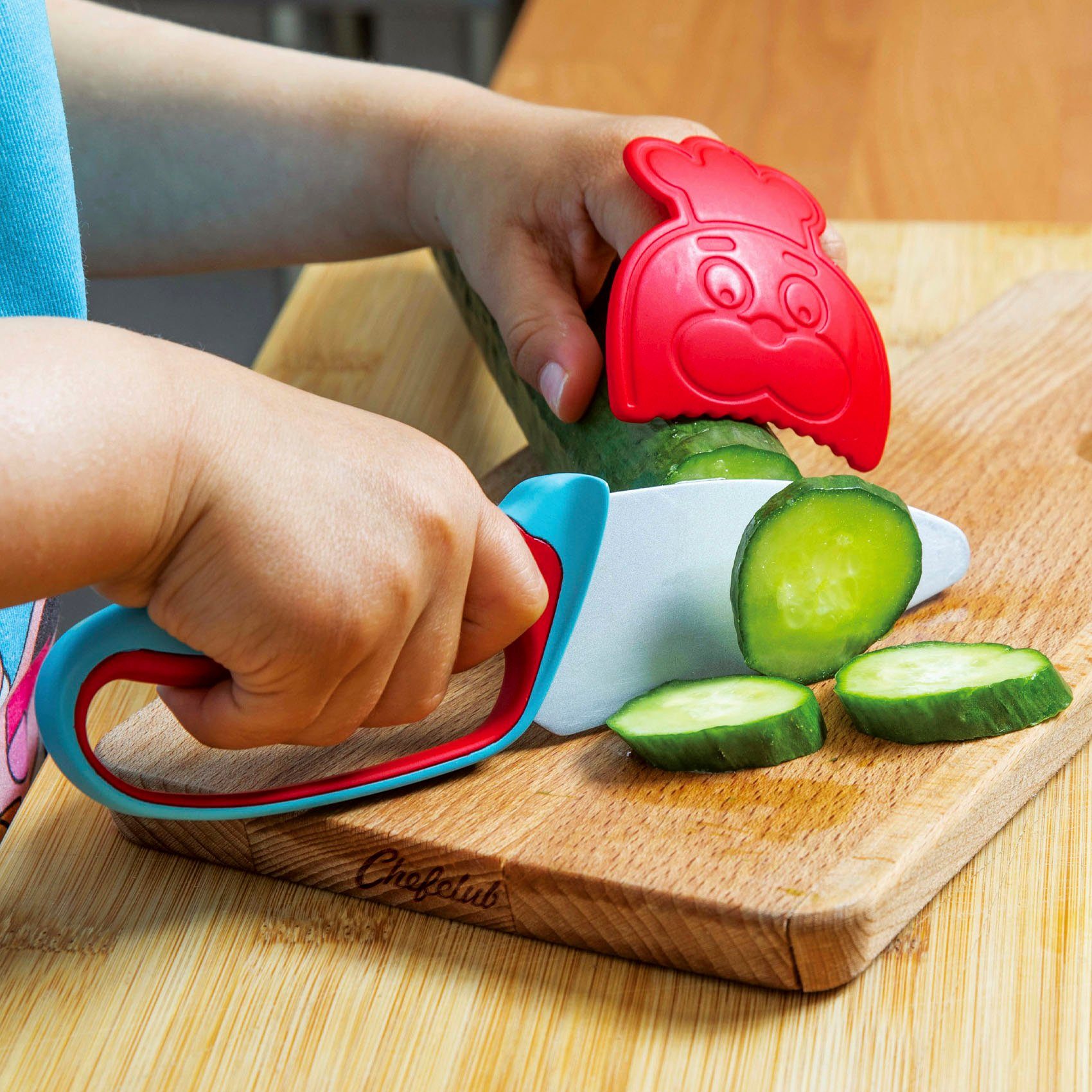 Chefclub Kinderkochmesser Messer für Kinder, blau/rot
