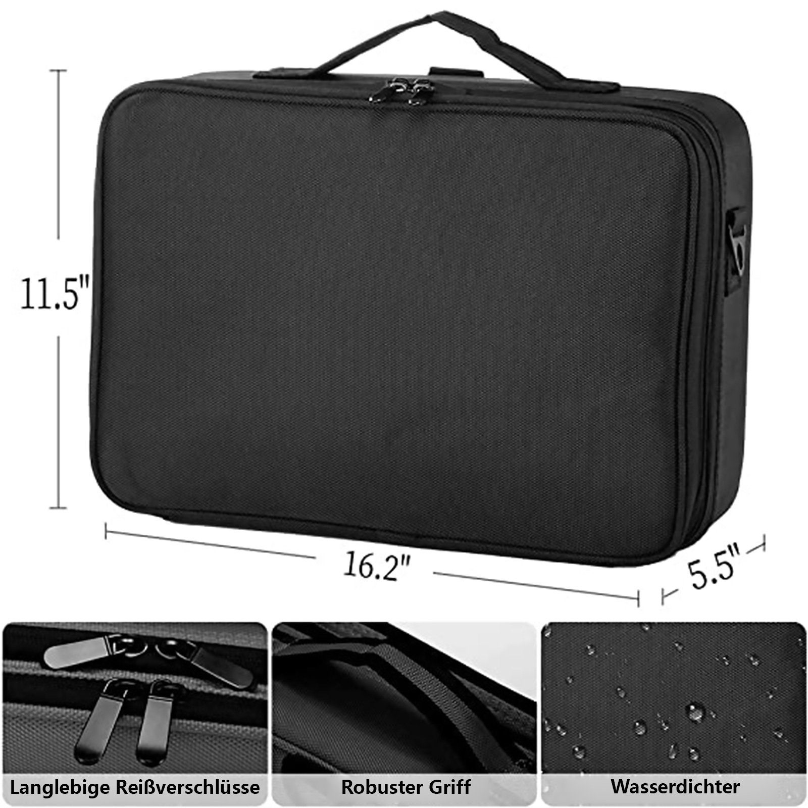 Aoucheni Kosmetikkoffer Kosmetiktasche Portable Reise Make Up Tasche, Schwarz, Waterproof, Vibration Resistant