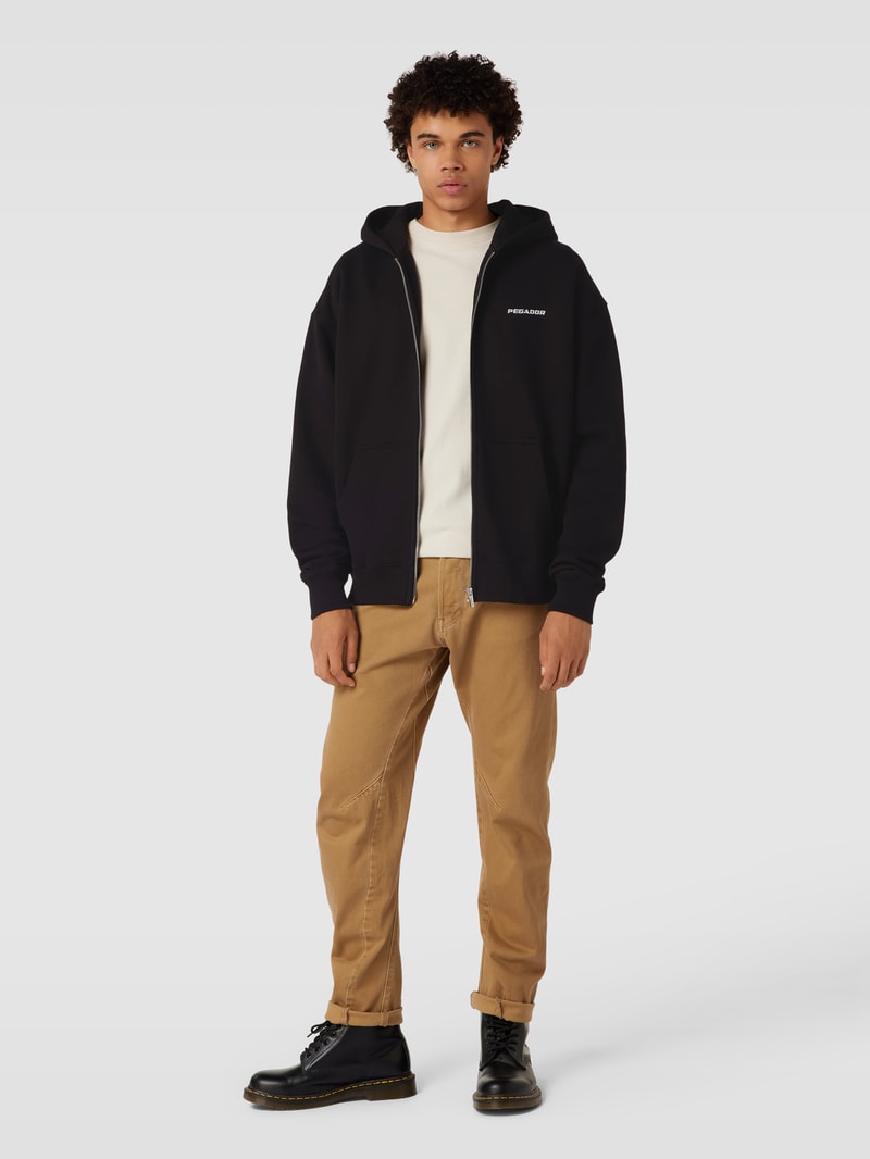 Oversized Sweatjacke mit Logo-Stitching in schwarz