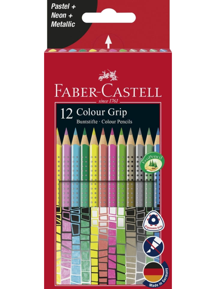 Faber-Castell Buntstifte Colour Grip Sonderfarbset sortiert Packung mit 12 Stück Etui günstig kaufen onesize