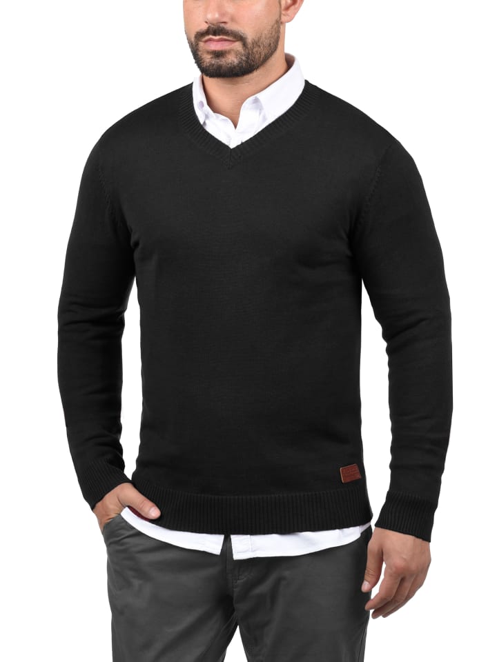BLEND Strickpullover BHLasse 20703348ME Strickpulli mit aufgestickten Ellenbogenpatches in Schwarz günstig kaufen
