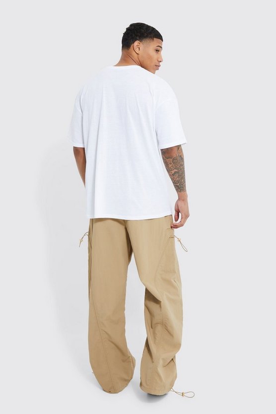 Oversize Hose mit elastischem Bund und geraffter Front