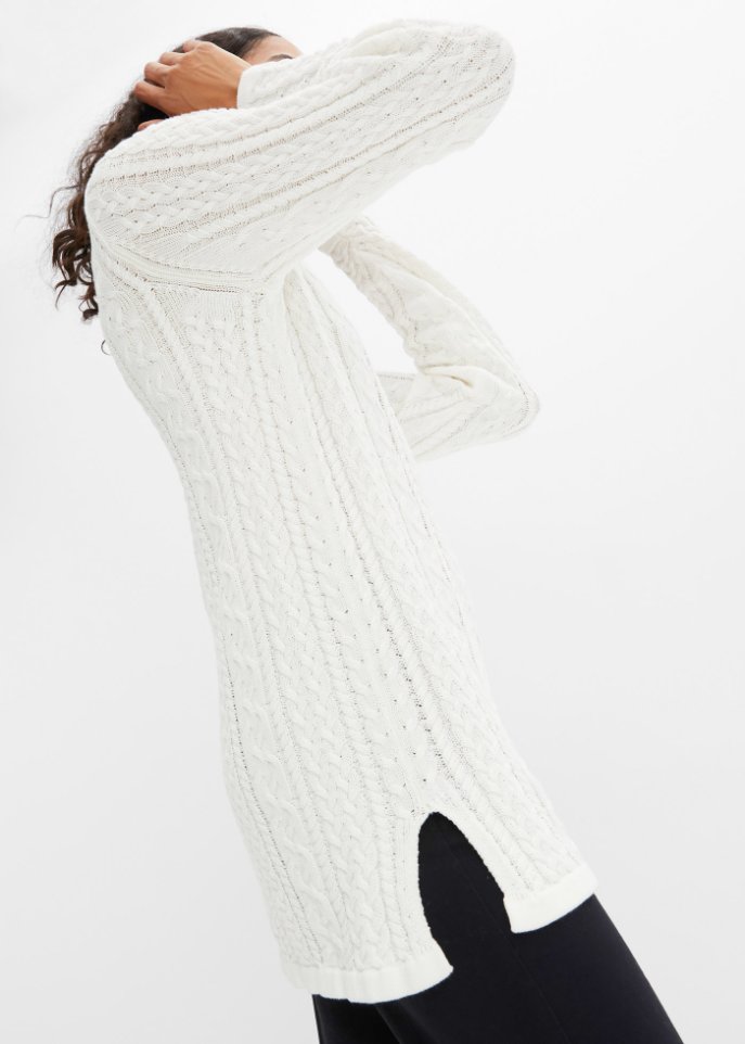 Weiter Baumwoll-Pullover mit Polokragen