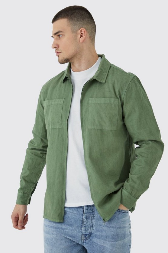 Tall Oversize Overshirt mit Reißverschluss und Tasche