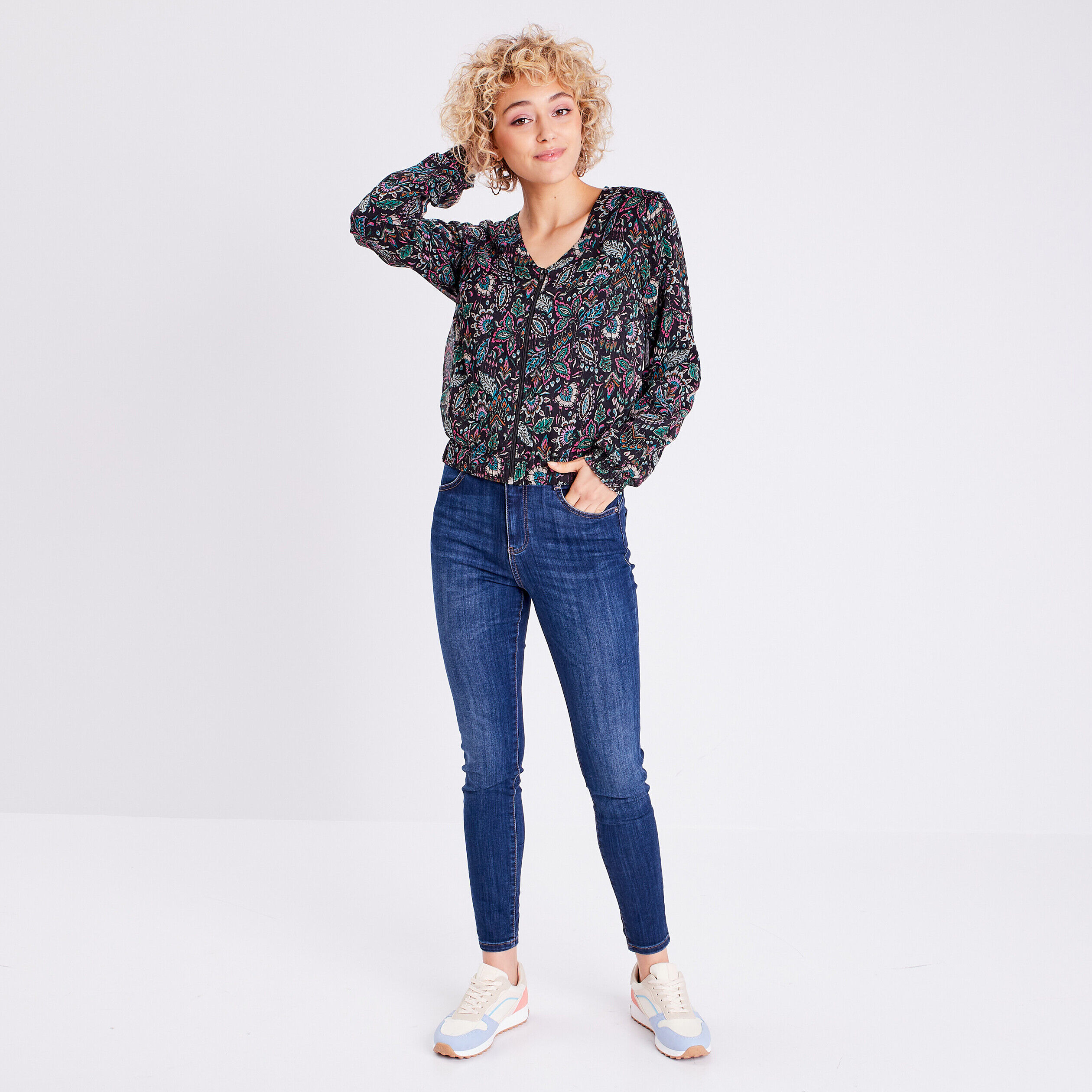 Veste teddy avec manches longues noir femme | Cache Cache
