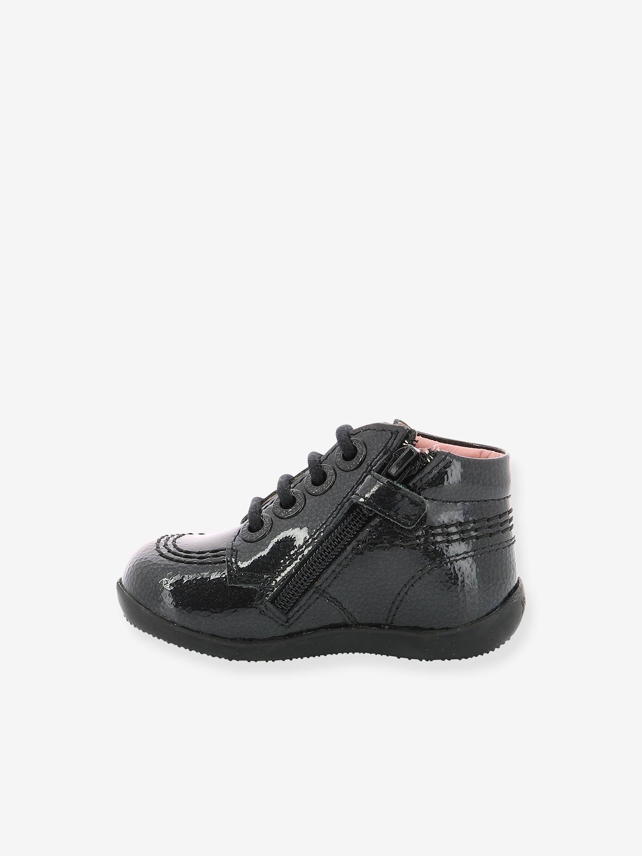 Bottillons cuir bébé fille Billista Zip KICKERS® noir vernis