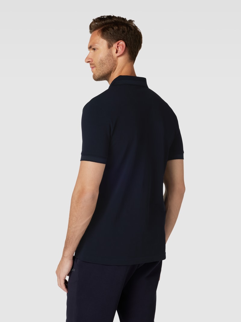 Regular Fit Poloshirt mit Label-Stitching Modell 'PADDY' in marineblau