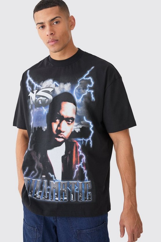 Oversize T-Shirt mit lizenziertem Nas-Print