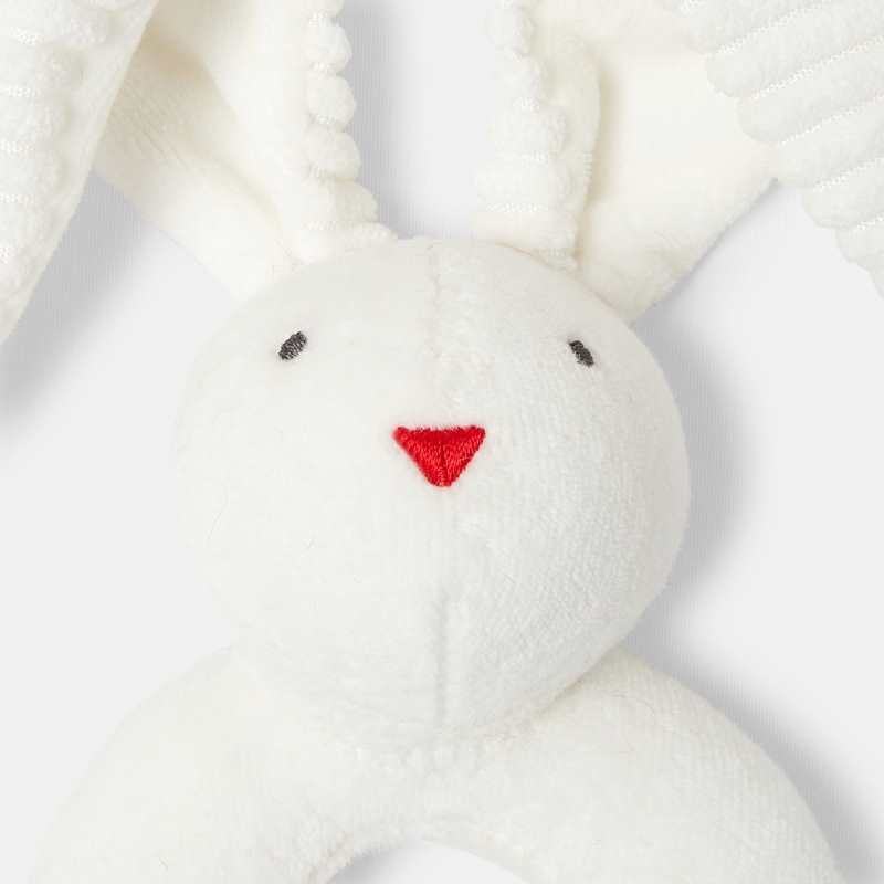 Hochet lapin en velours blanc naissance Absorba