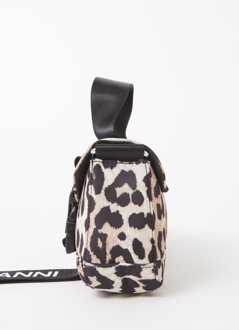 Miniaturní taška Ganni z recyklovaného materiálu s leopardím potiskem