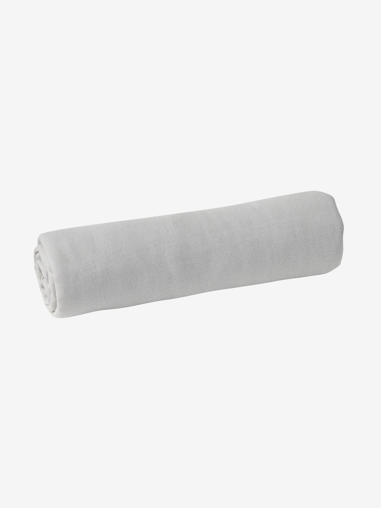 Lot de 2 draps-housses bébé en jersey extensible bleu vert + blanc