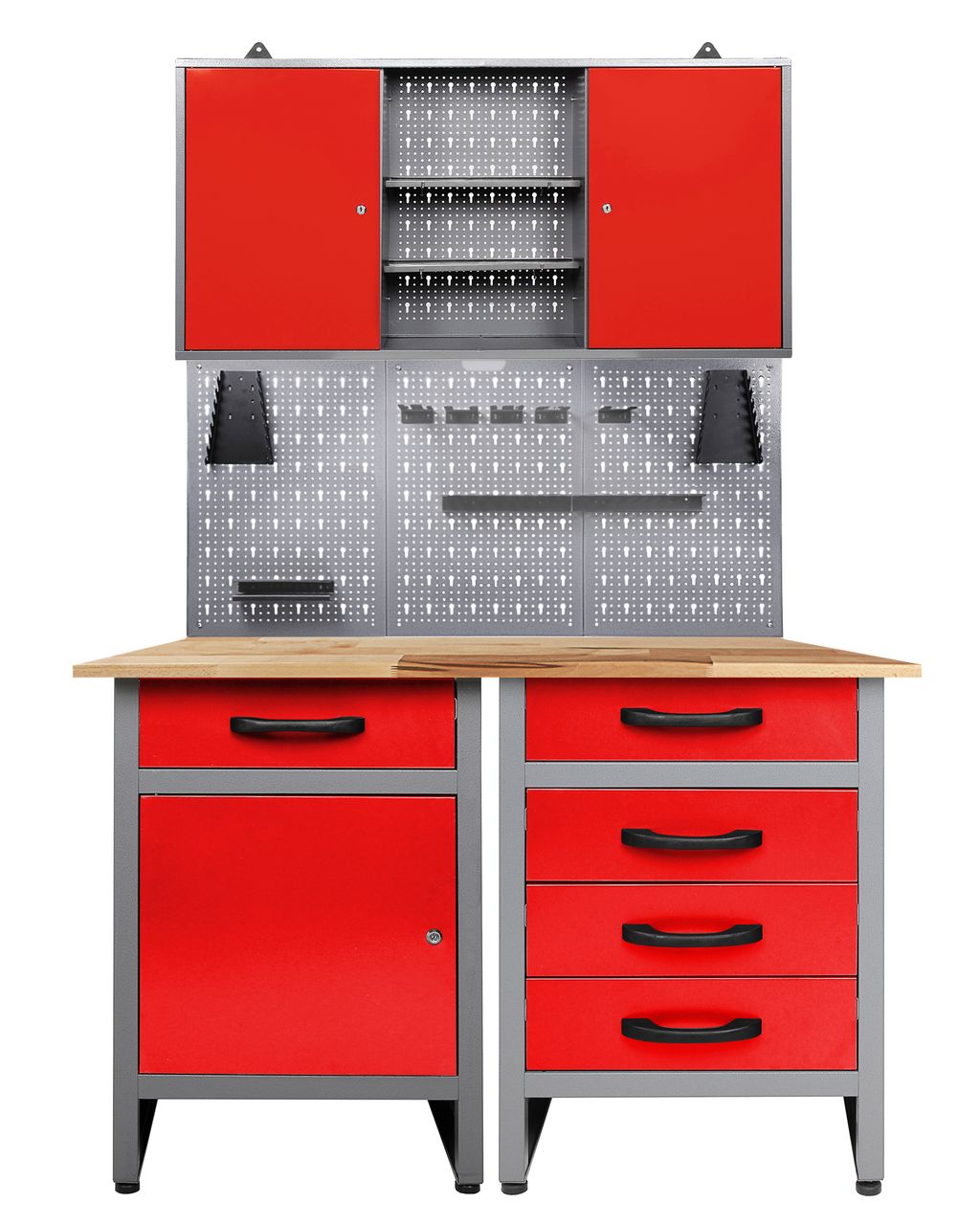 Ondis24 Werkstatt Set Entdecker 120 cm 1 Schrank LED rot