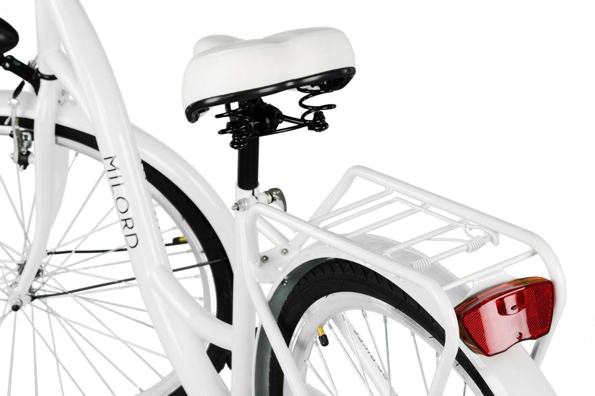 MILORD BIKES Cityrad Milord City Fahrrad Korb Damenfahrrad, 28/26 Zoll, Weiß, 1-Gang, 1 Gang