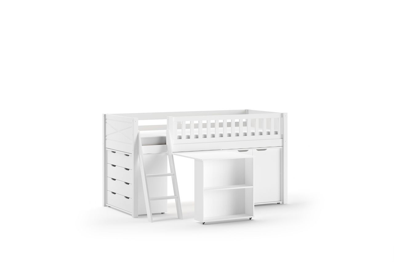 VIPACK SCOTT Spielbett, LF 90 x 200 cm, mit Schreibtisch, Schubladenkommode und Kommode 2-trg.