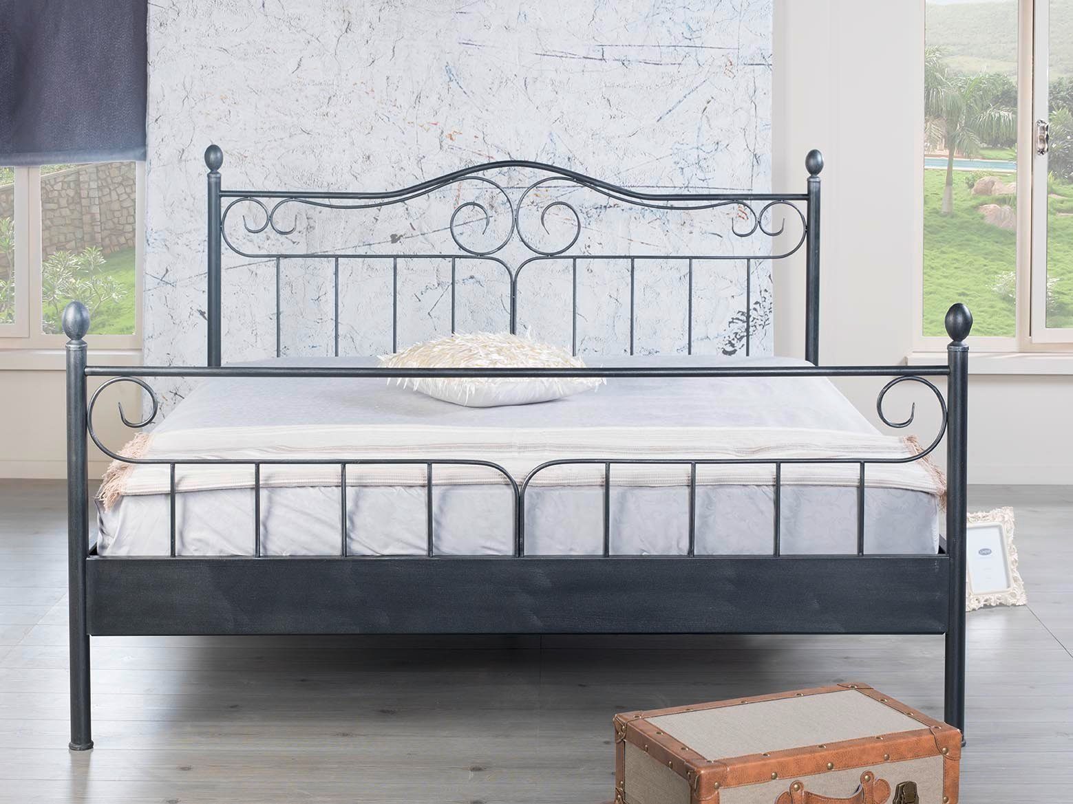 BedBox Metallbett Virgina, stabiles und formschönes Metallbett, pulverbeschichtetes Metall