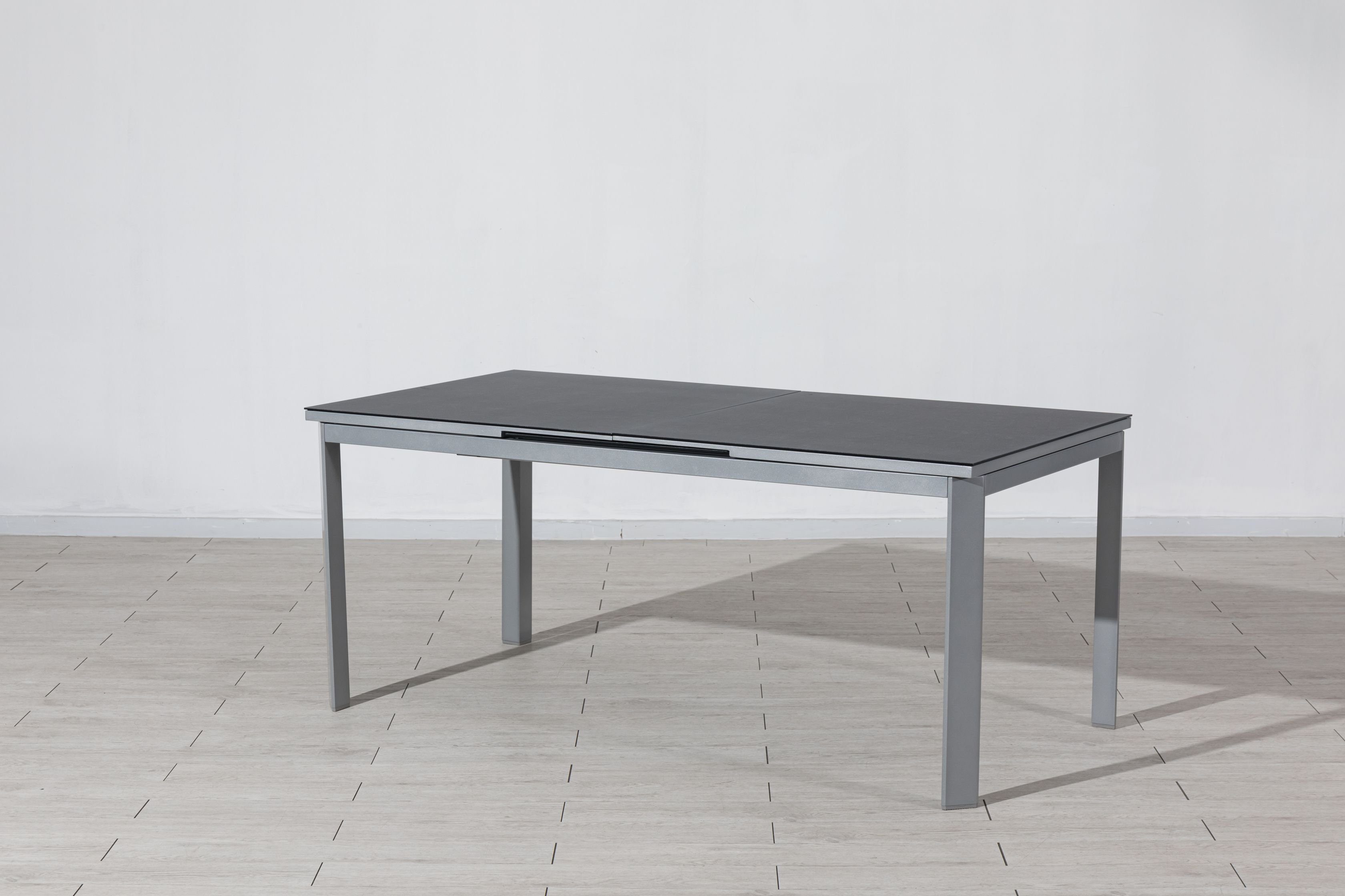 Gardissimo Gartentisch Keramik XXL Ausziehtisch Dia Silber, 180/240 x 90 cm, synchrone Auszugautomatik