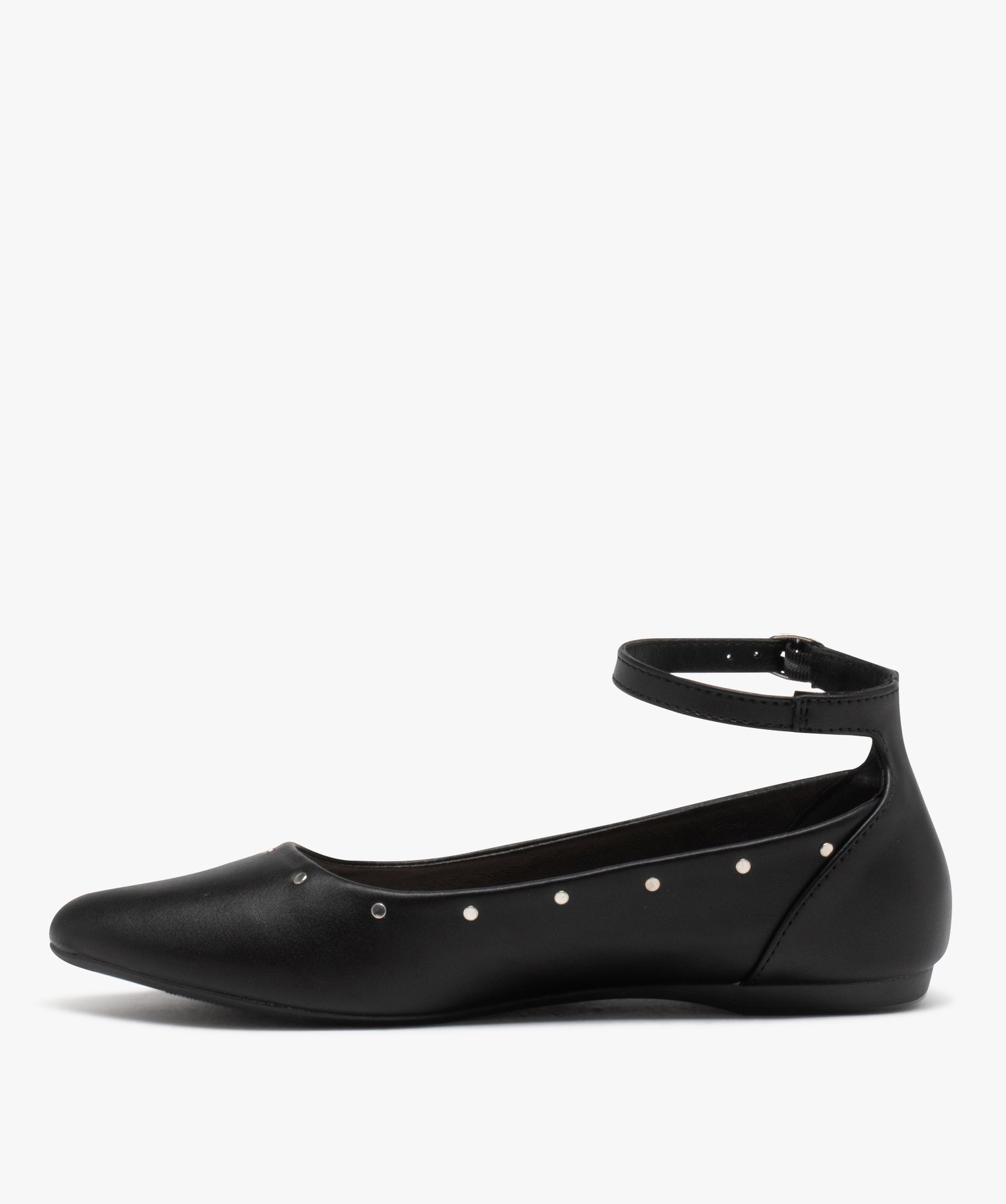 Ballerines femme unies à bout pointu et clous métalliques noir | GEMO