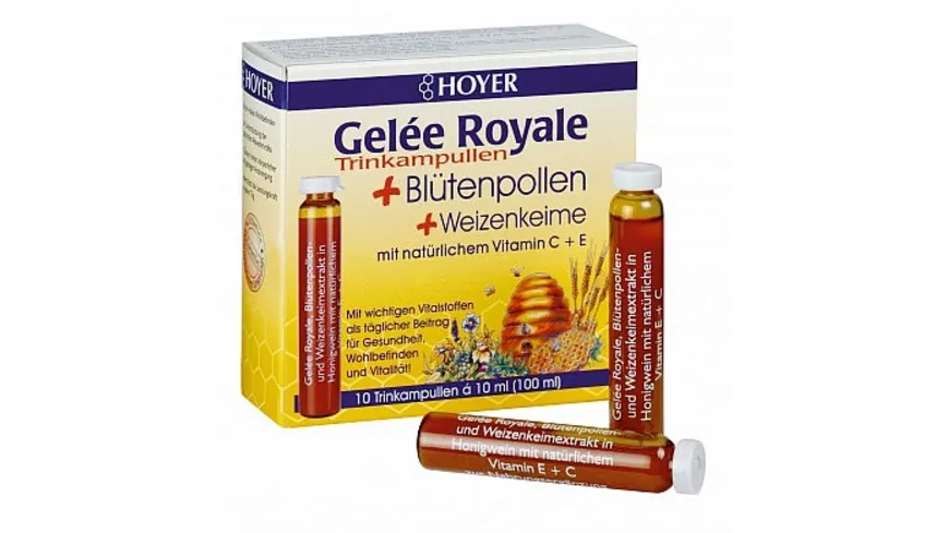 HOYER Gelee Royale & Blütenpollen Trinkampullen, alc. 17,5 % vol. 100 ml