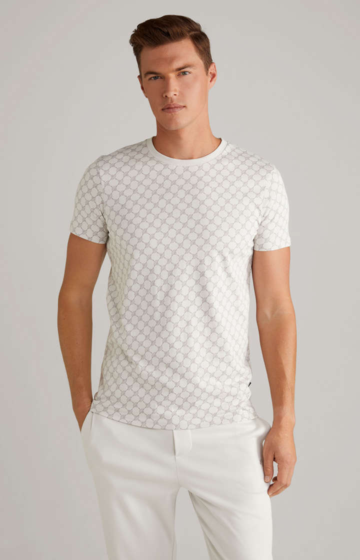 Loungewear T-Shirt in Offwhite/Grau gemustert