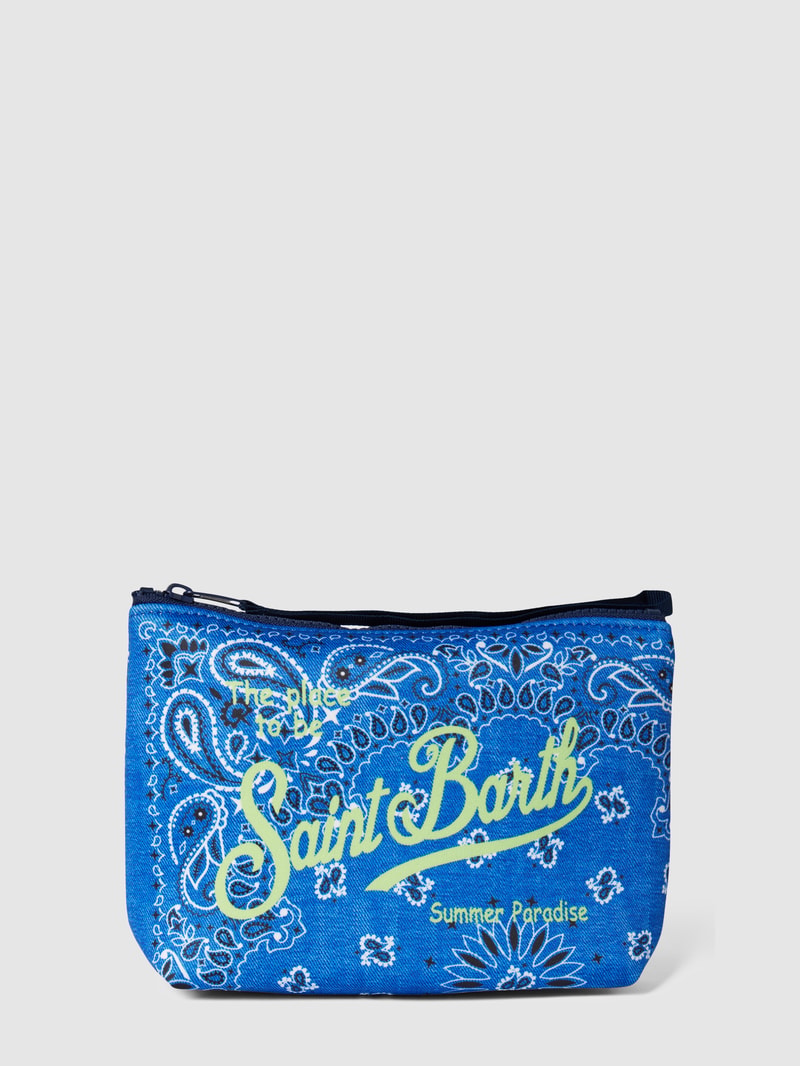 Kulturtasche mit Allover-Muster Modell 'ALINE SPONGE' in blau