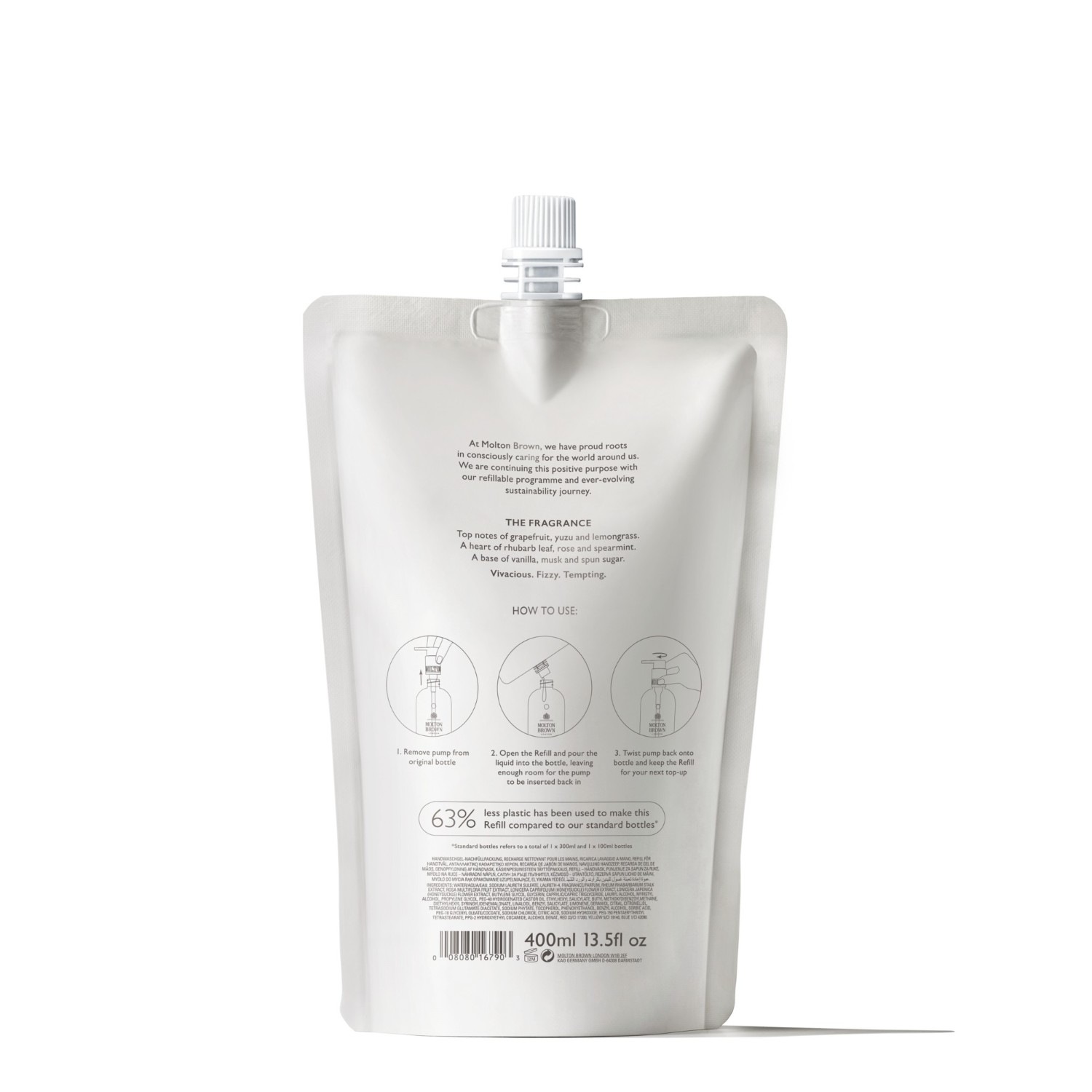 Delicious Rhubarb & Rose Fine Liquid Hand Wash Nachfüllpack