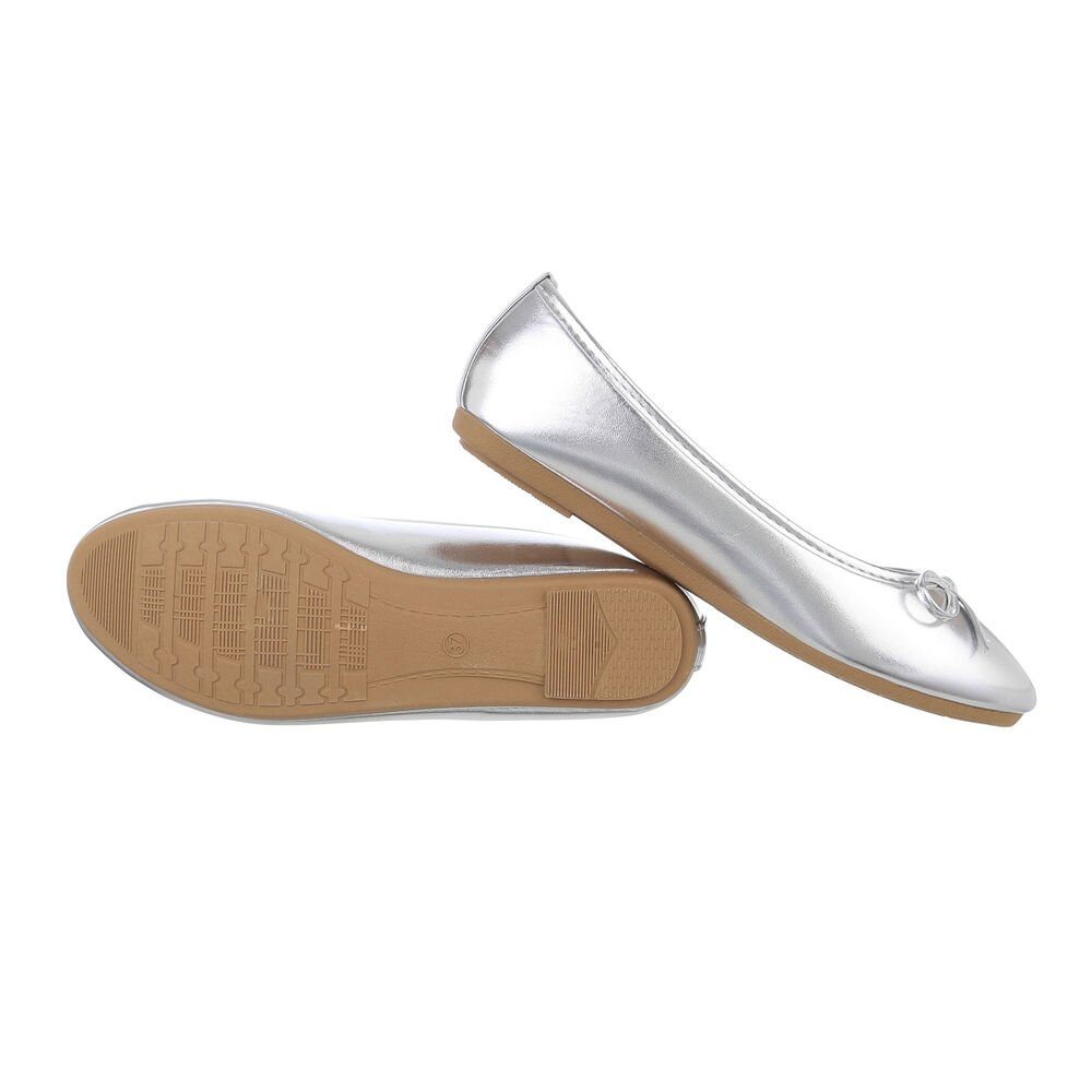 Ital-Design Damen Schlupfschuhe Freizeit Ballerina Blockabsatz Klassische Ballerinas in Silber