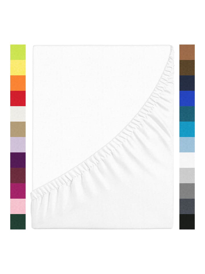 GMD Living Jersey Premium Spannbettlaken JANNEBY in Farbe Weiß günstig kaufen