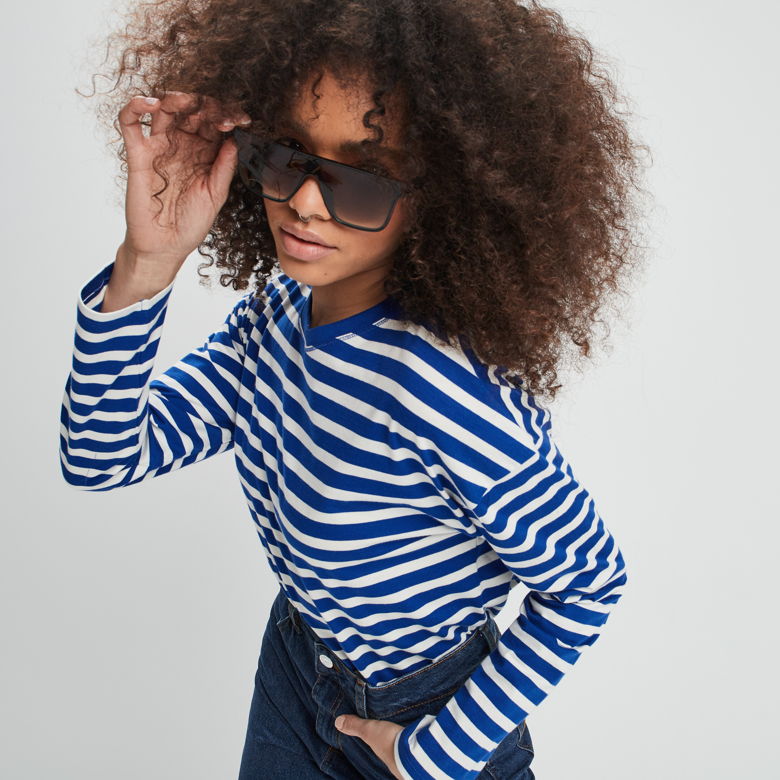 T-shirt marinière manches longues Creeks ecru femme | La Halle